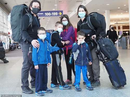 They were meant to begin the holiday in July 2020, but had to delay the plans thanks to the COVID pandemic. However, in July this year they set off on the year-long trip (shown above preparing to leave Quebec)