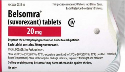 Patients were administered a high dose of suvorexant (Belsomra) over two nights (shown)