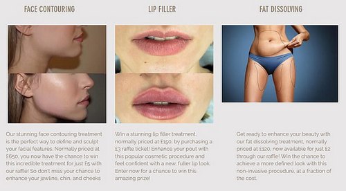 One of the prizes featured a £650 face contouring treatment, well above the £50 limit for legal raffles run by businesses