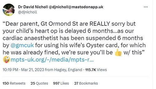 The GMC's decision promoted outrage and ridicule from other medics, such as Dr David Nicholl