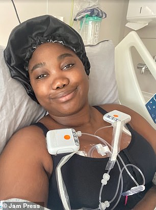 Refused surgery on the NHS due to her BMI, she opted instead to fund the operation privately. Ms Stammers received the green light in February 2022, booking her operation at Oaklands Hospital in Salford for June. She splurged £7,800 in total and applied to a broker, who paid the hospital on her behalf up front. Pictured at Oaklands Hospital