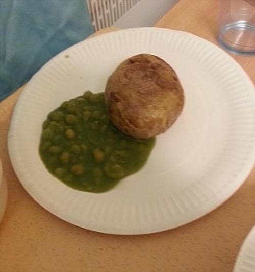 Another patient in Abergavenny, east Wales, complained about their potato and mushy peas, which they said was cold