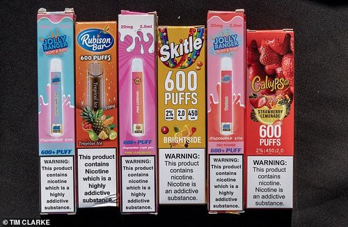 MailOnline's investigation also uncovered 'dupe' e-cigarettes made to look like sweets, and told the stories of children left scarred by the devices