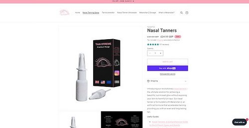 Available to purchase in a click of a button, Tansation's £24.99 nasal tanner was also formulated with Melanotan 2, 'providing you with an even and long-lasting tan'
