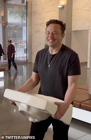 The tech tycoon looked noticeably slimmer when he first arrived in Twitter HQ after purchasing the company in October