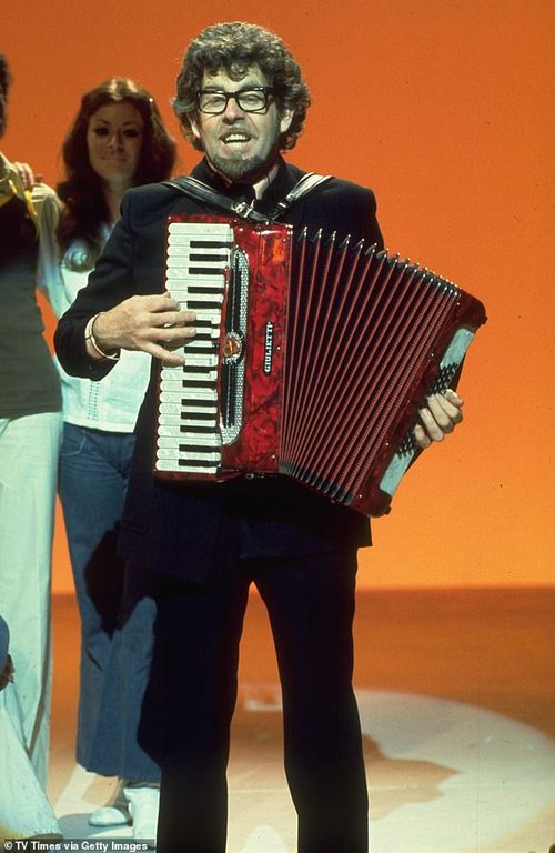 The disgraced TV star had been ¿very sick¿ with neck cancer which left him 'gurgling' when talking, since leaving prison six years ago, close sources told MailOnline. Pictured, Rolf Harris performing in the early 1970s