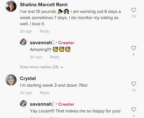 TikTok users have also commented underneath Ms Crosby's videos to rave about their own experiences with the supplement. 'I've lost 10 pounds. I am working out six days a week, sometimes seven days. I do monitor my eating as well. I love it,' Shalina Marcell Rami, wrote. Another commented: 'I'm starting week three and down seven lbs'