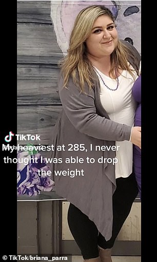 'I use puritans pride 500mg', she told a user who commented on her video. Before starting to take berberine she weighed 285lbs (129.2kg)