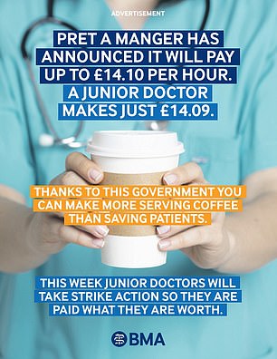 During the junior doctors' strike in March, the BMA claimed that newly qualified junior doctors in England earn £14.09 an hour, less than a barista in a coffee shop